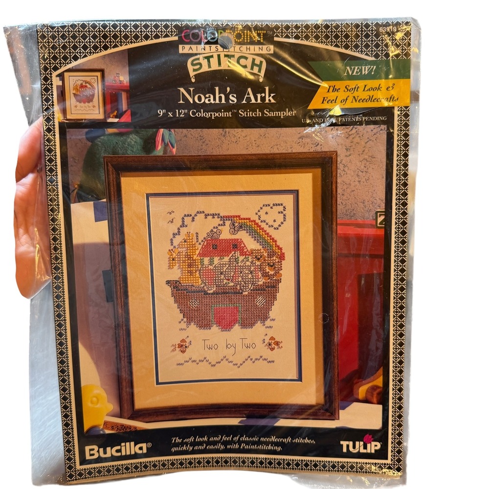 Bucilla‎ Colorpoint Paintstitch Noah's Ark 9x12 Vintage 1993 Needlecraft Kit